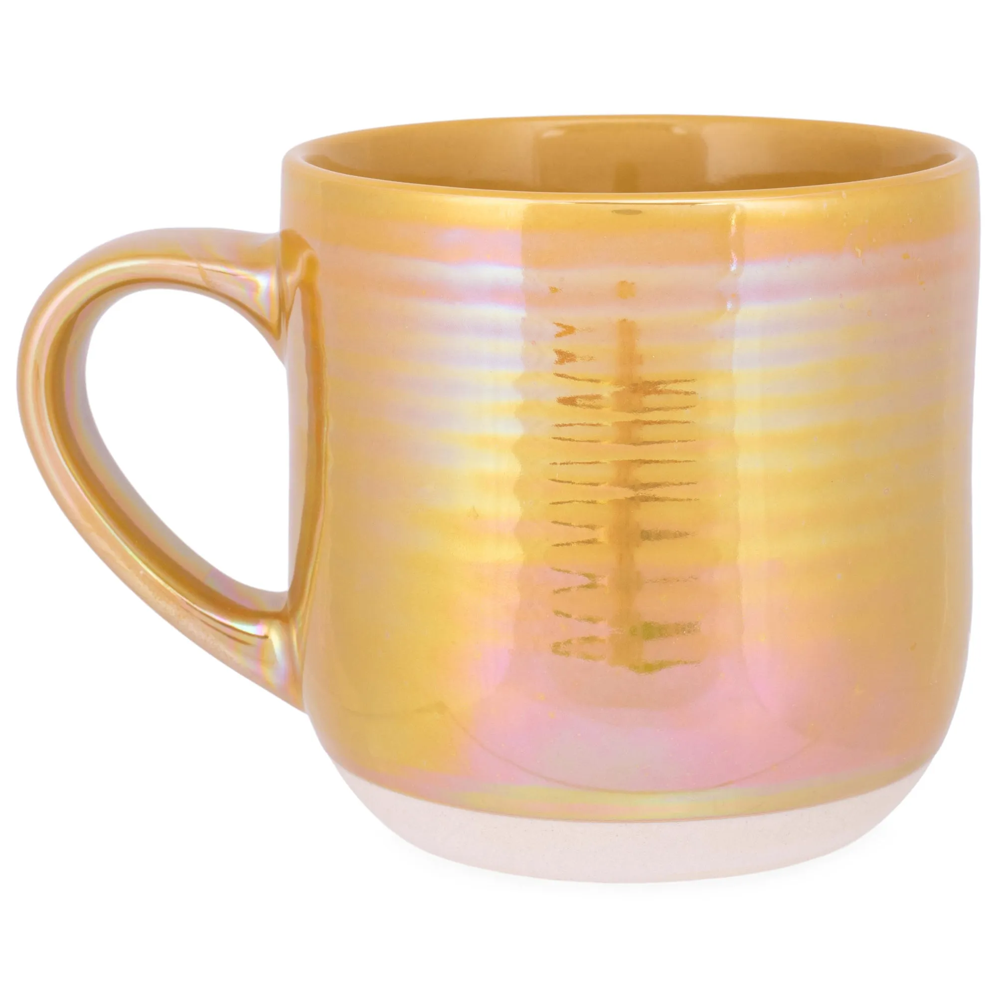 Elanze Designs Gold Tone Glossy Iridescent Rainbow Reactive Glaze 17 ounce Stoneware Coffee Cup Mugs Set of 4