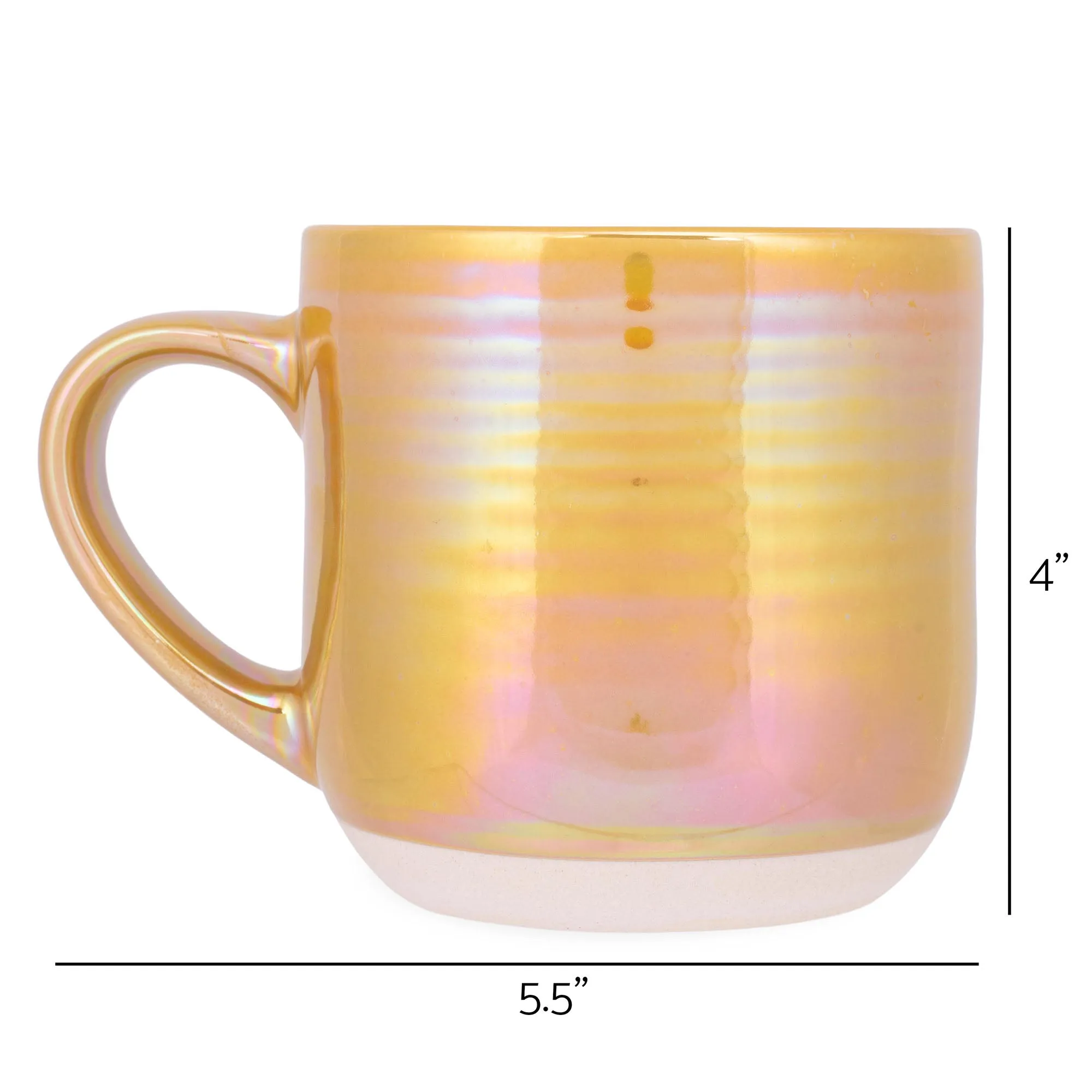 Elanze Designs Gold Tone Glossy Iridescent Rainbow Reactive Glaze 17 ounce Stoneware Coffee Cup Mugs Set of 4