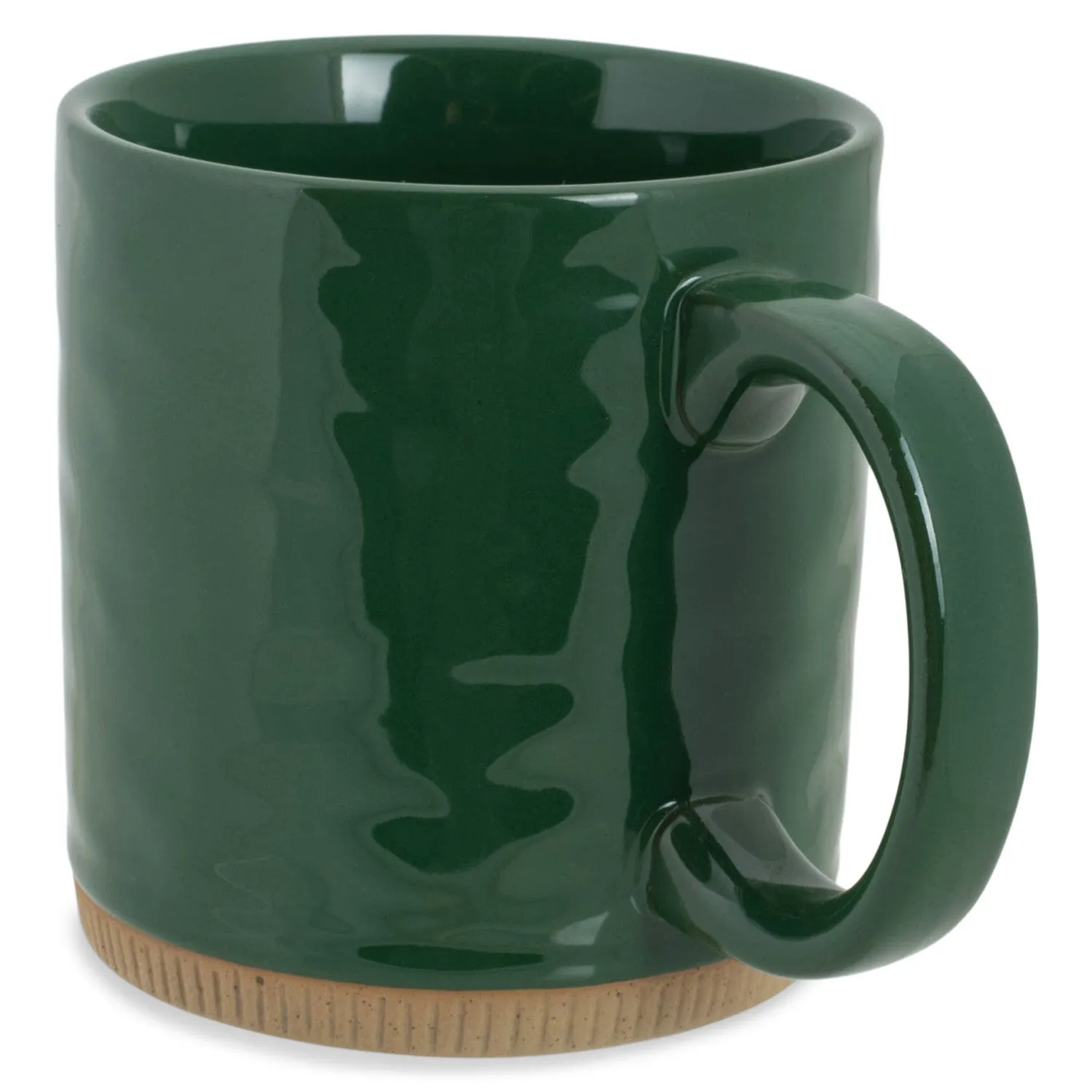 Elanze Designs Solid Green 13 ounce Glossy Ceramic Coffee Mugs Pack of 4