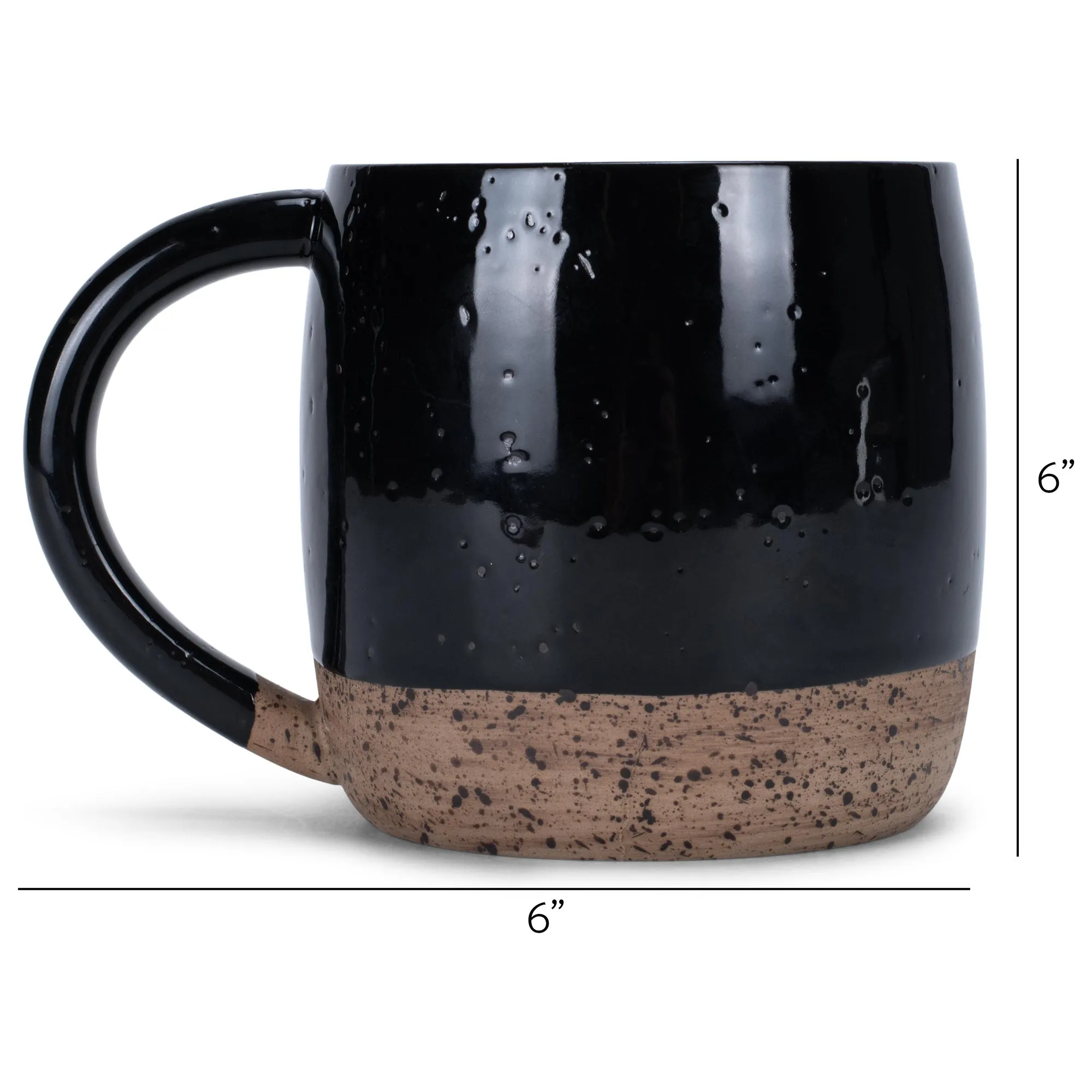 Elanze Designs Speckled Raw Bottom 17 ounce Ceramic Mug, Black