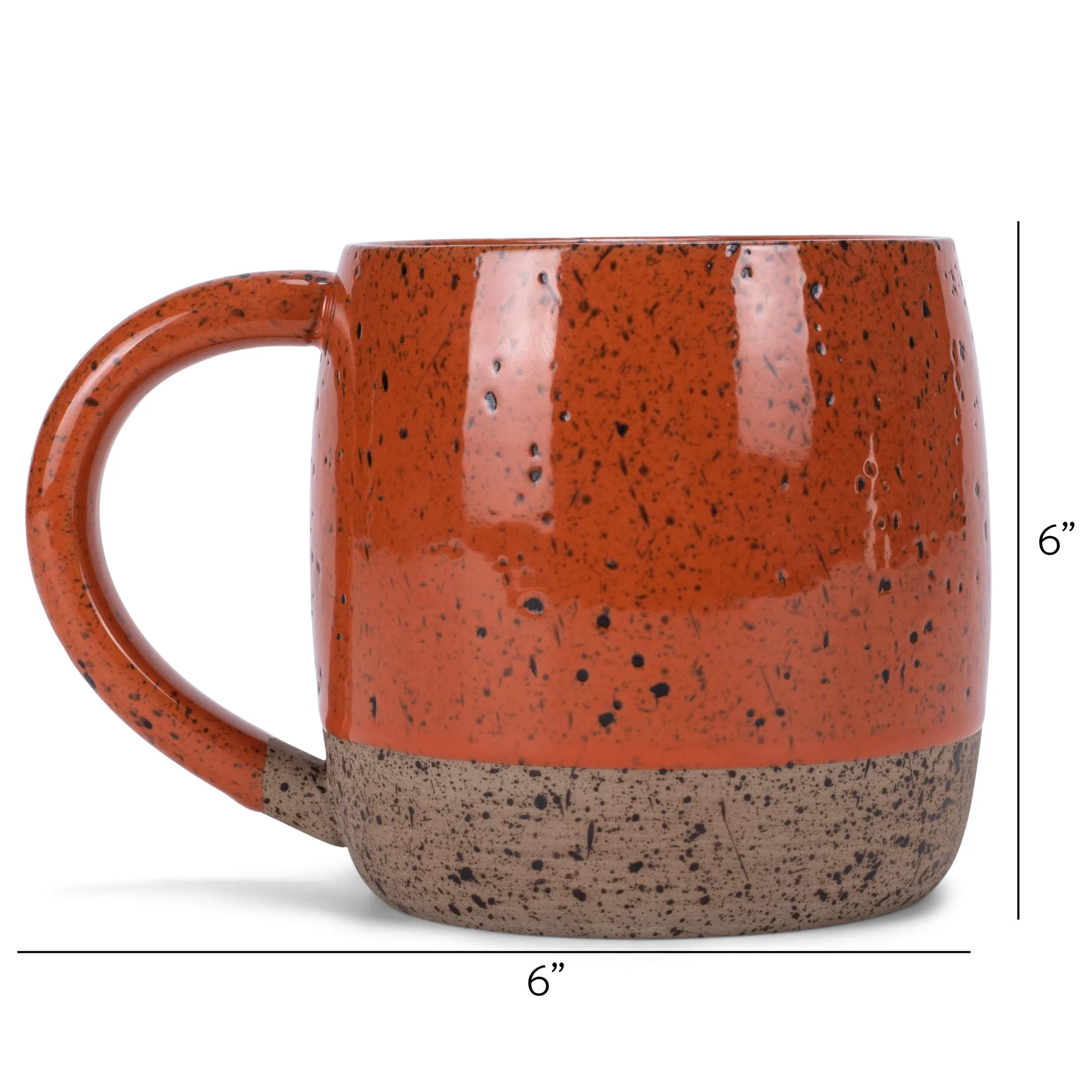 Elanze Designs Speckled Raw Bottom 17 ounce Ceramic Mugs Pack of 2, Burnt Orange