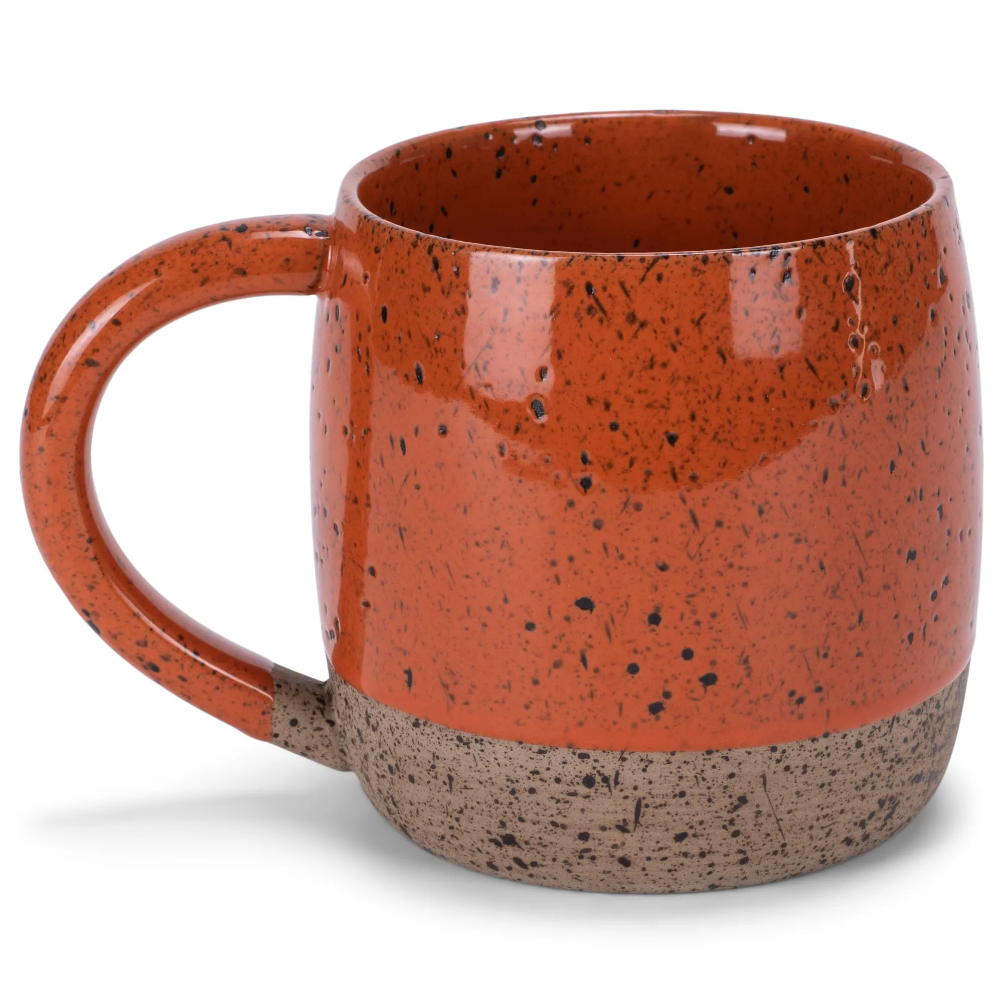 Elanze Designs Speckled Raw Bottom 17 ounce Ceramic Mugs Pack of 2, Burnt Orange