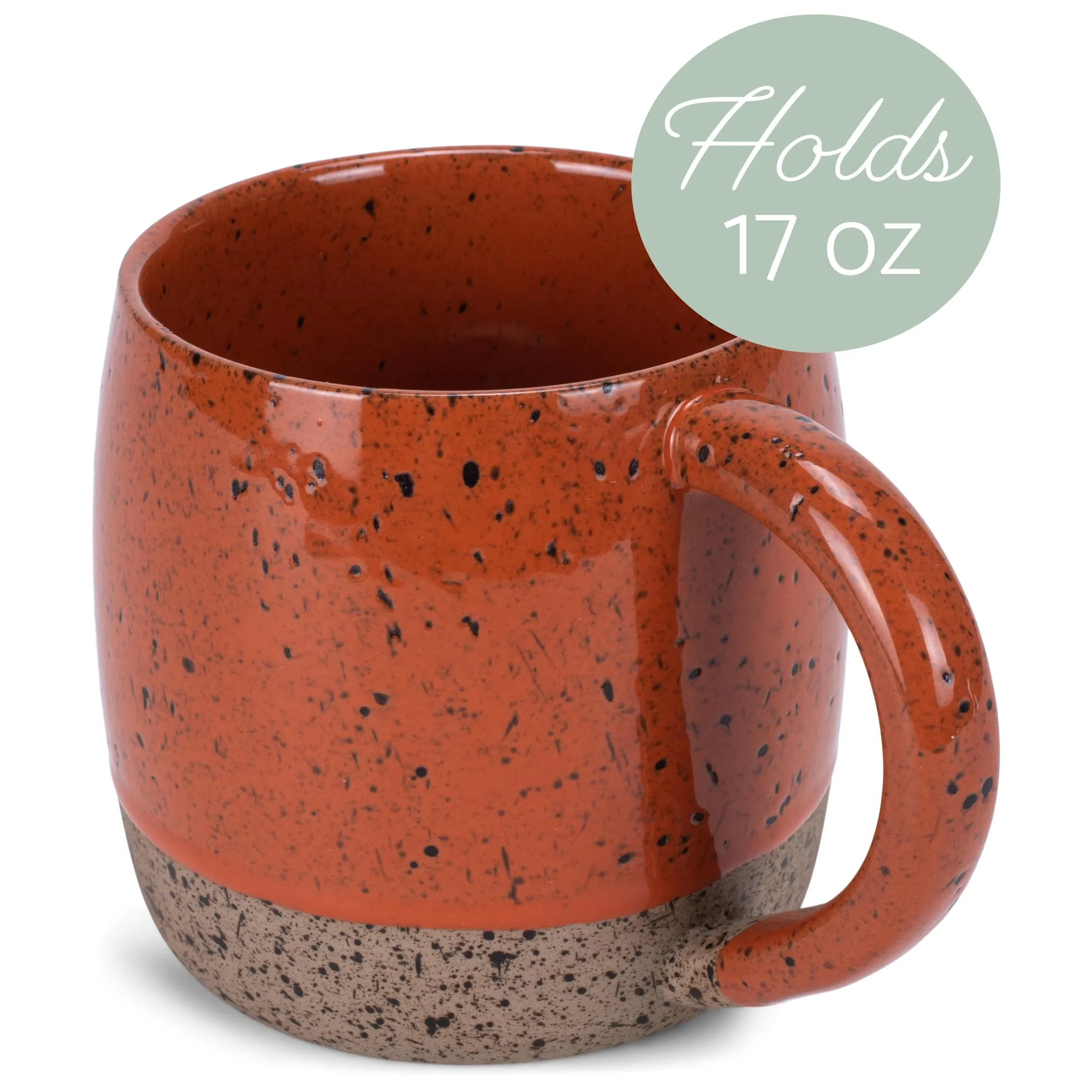 Elanze Designs Speckled Raw Bottom 17 ounce Ceramic Mugs Pack of 2, Burnt Orange