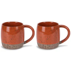 Elanze Designs Speckled Raw Bottom 17 ounce Ceramic Mugs Pack of 2, Burnt Orange