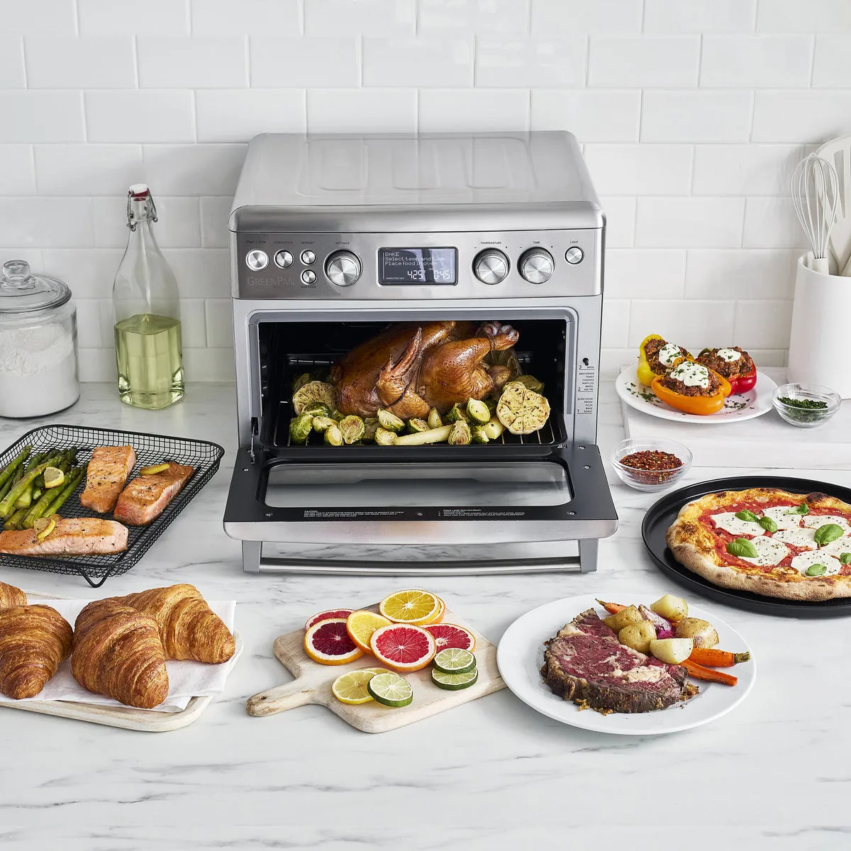 Elite Convection Air Fry Oven Featuring PFAS-Free Nonstick | Premiere Stainless Steel