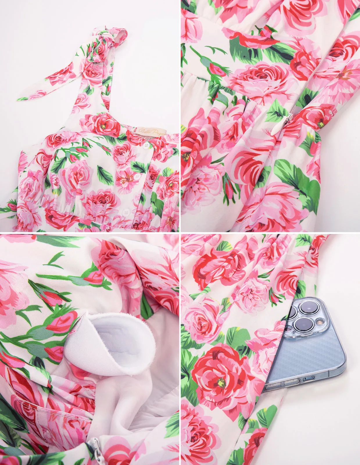 Fans Look of Floral Printed Tiered Midi Dress Sleeveless V-Neck Defined Waist A-Line Dress