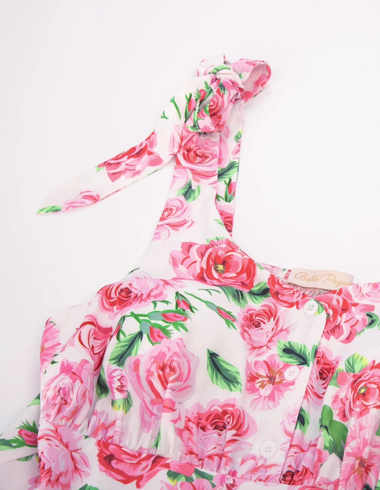 Fans Look of Floral Printed Tiered Midi Dress Sleeveless V-Neck Defined Waist A-Line Dress