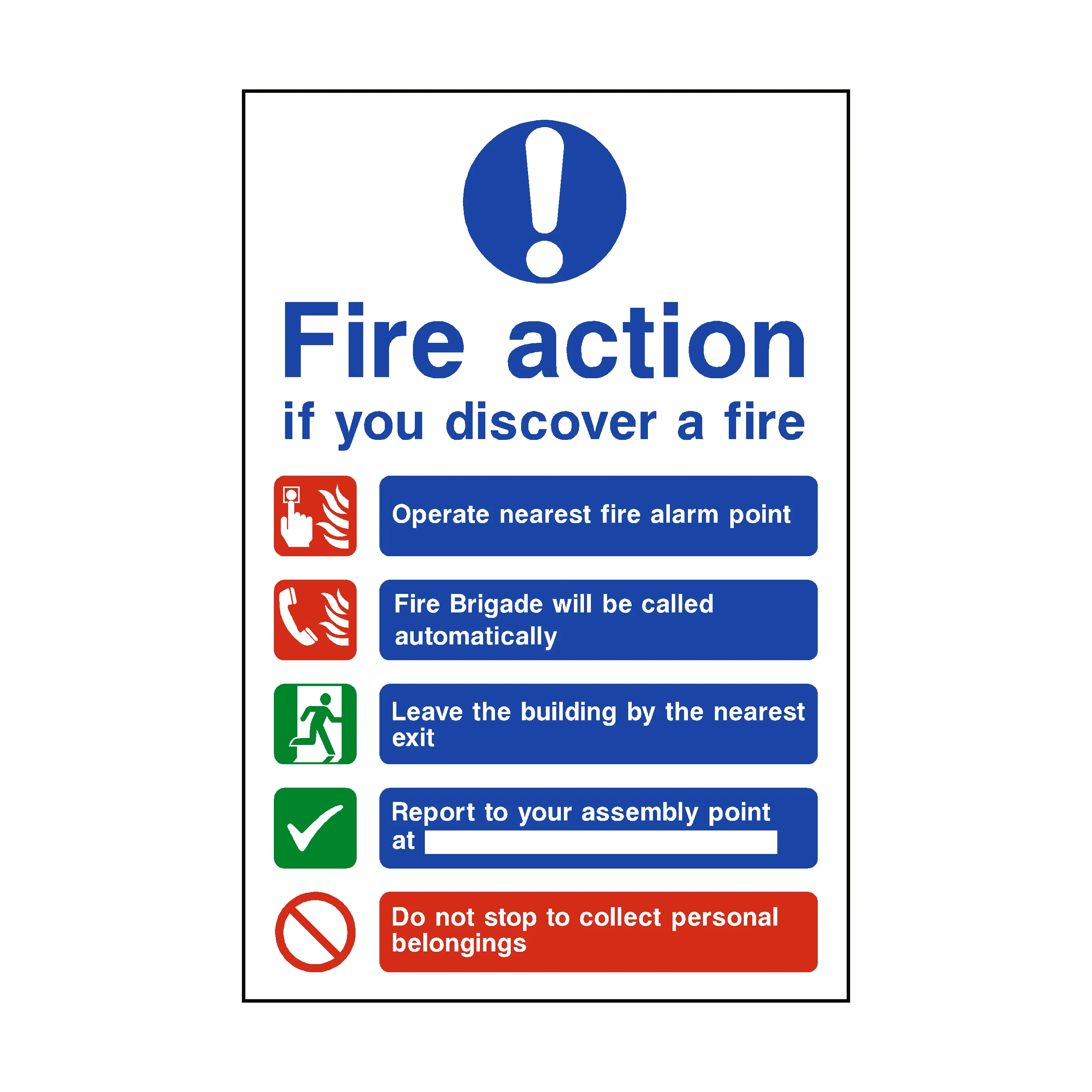 Fire Action Non-Lift Automatic Alarm Sticker