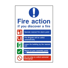 Fire Action Non-Lift Automatic Alarm Sticker