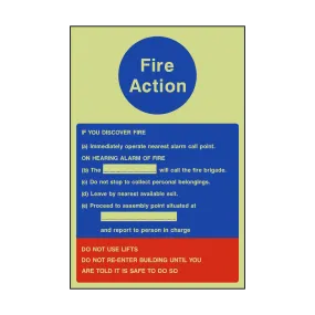 Fire Action Notice Version 1  Photoluminescent Sign