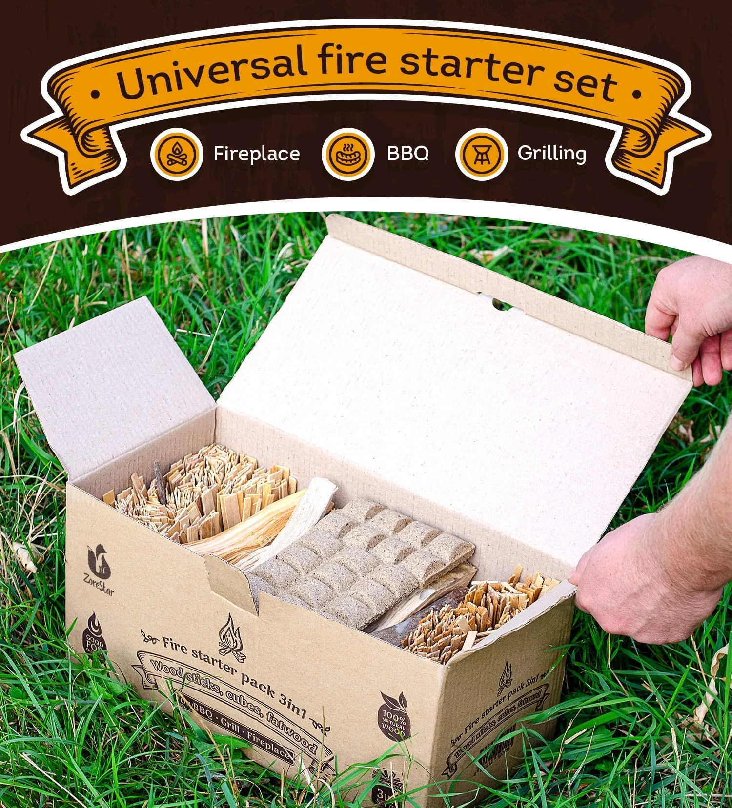 Fire Starters Box: kindling Wood Sticks   fire Starter logs (Similar fatwood)   Fat Wood