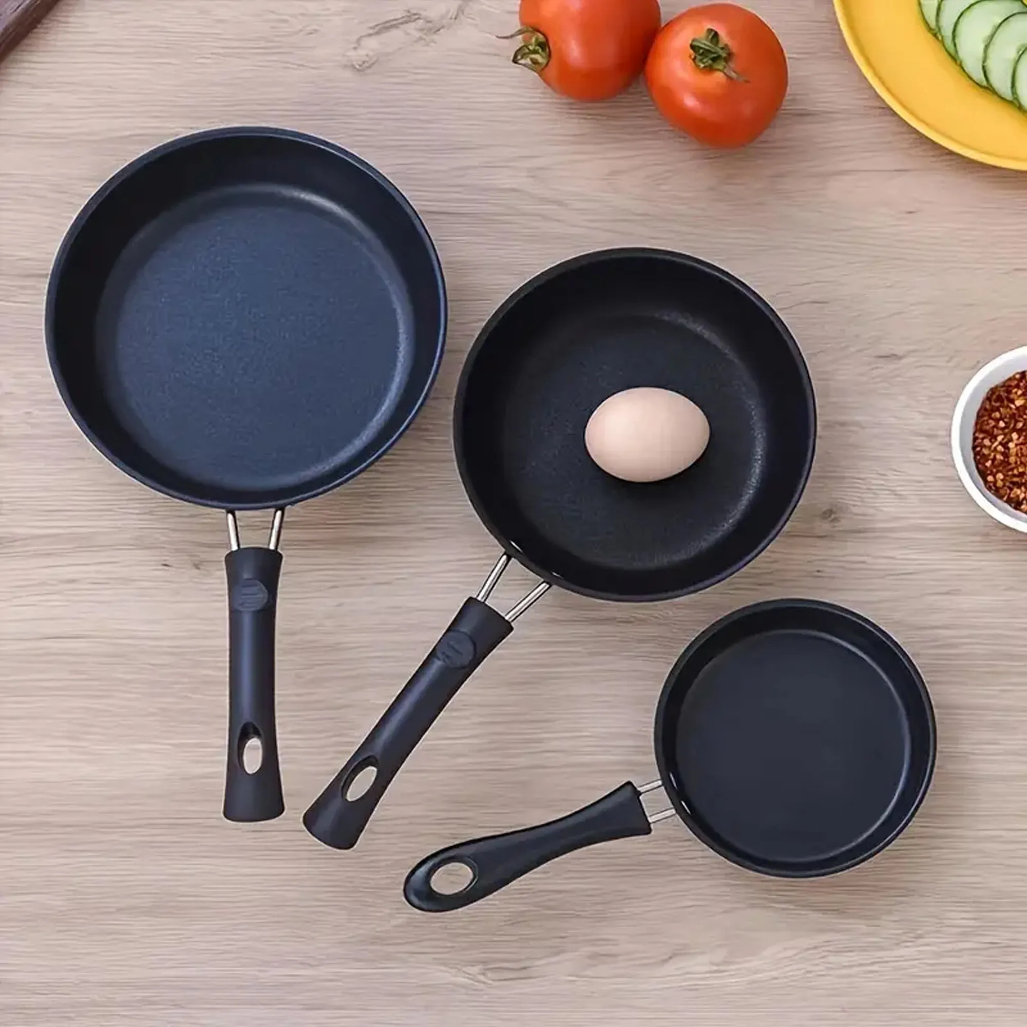 First Home Range 3 Piece Non-Stick Frying Pan Set Black