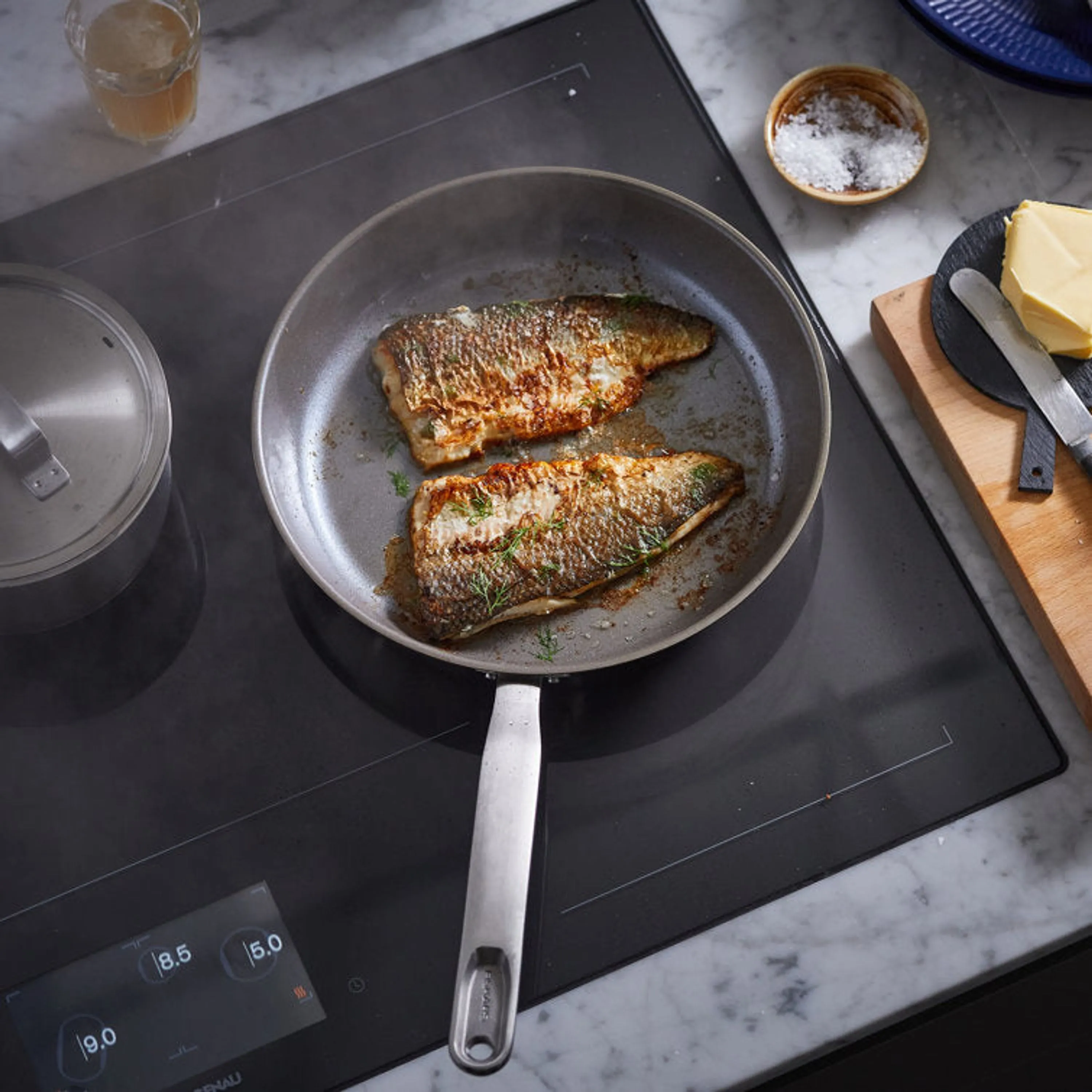 Fiskars All Steel Stainless Steel Frying Pan