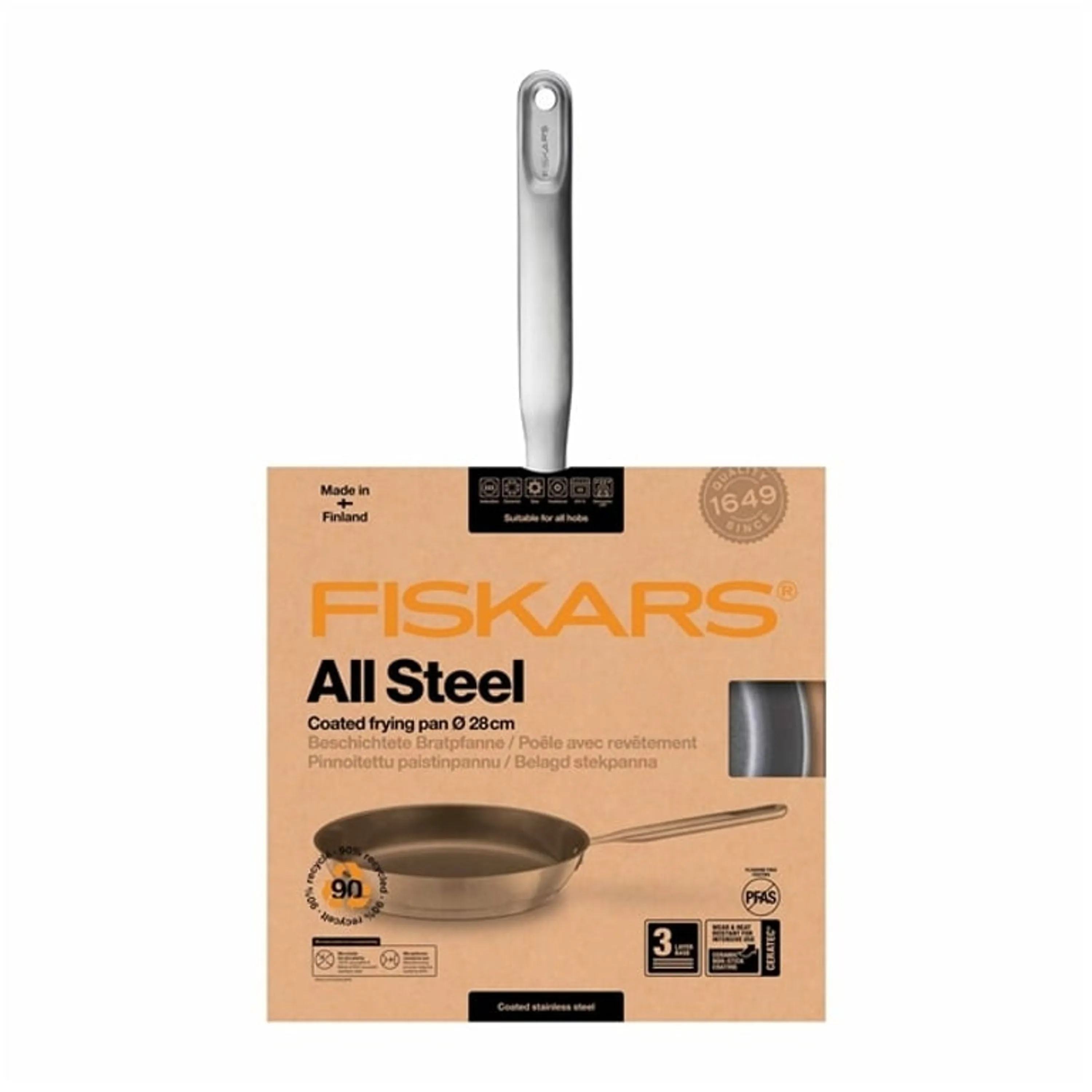 Fiskars All Steel Stainless Steel Frying Pan