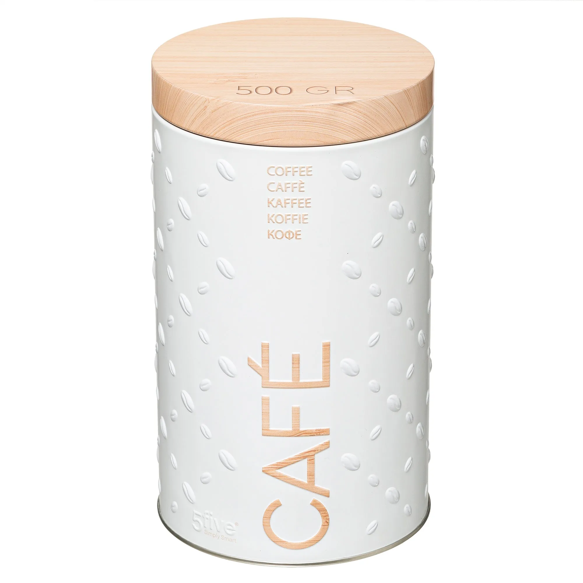 Five Metal Coffee Canister White