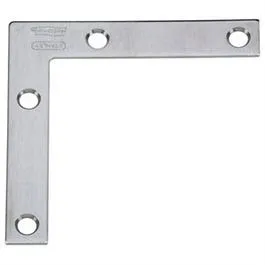 Flat Corner Brace, Stainless Steel, 3 x 1/2-In.