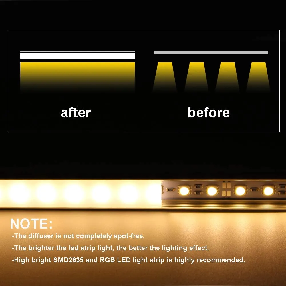 FluxTech – 2M LED Strip Aluminum U Shape Channel with Milky White PC Cover for Strip Lights