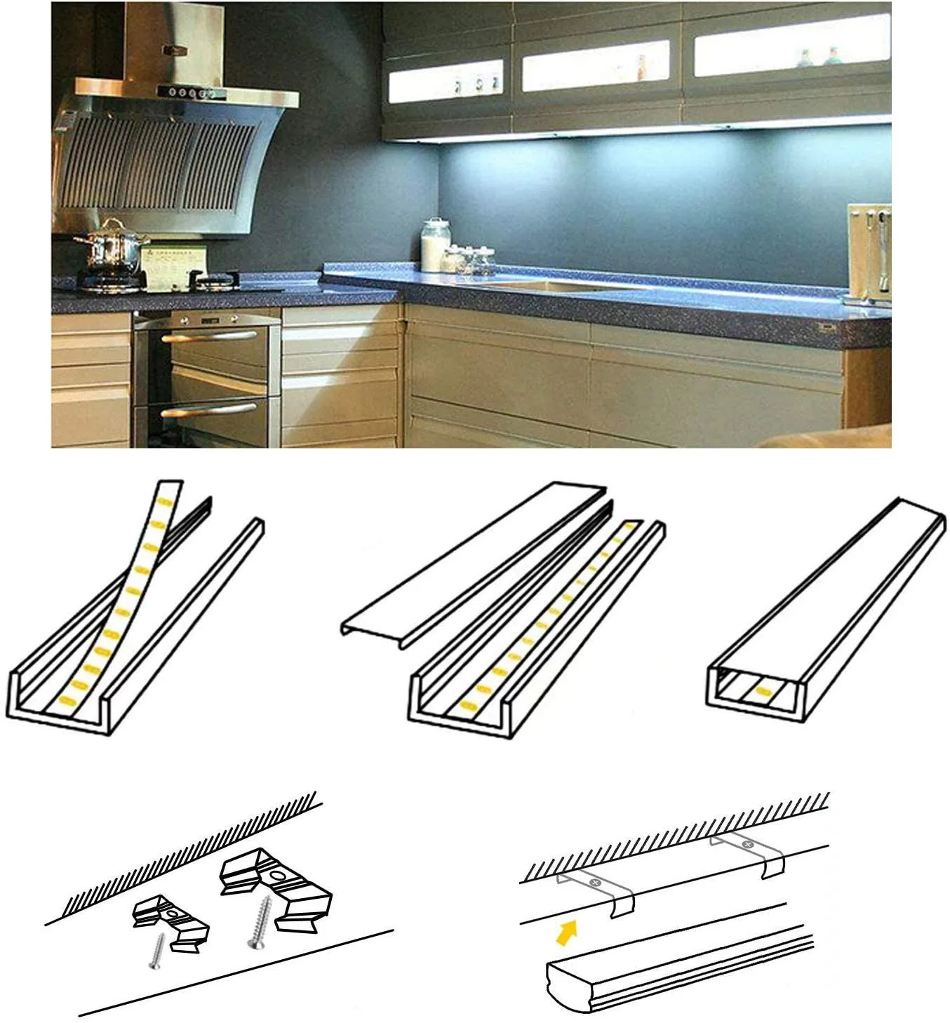 FluxTech – 2M LED Strip Aluminum U Shape Channel with Milky White PC Cover for Strip Lights