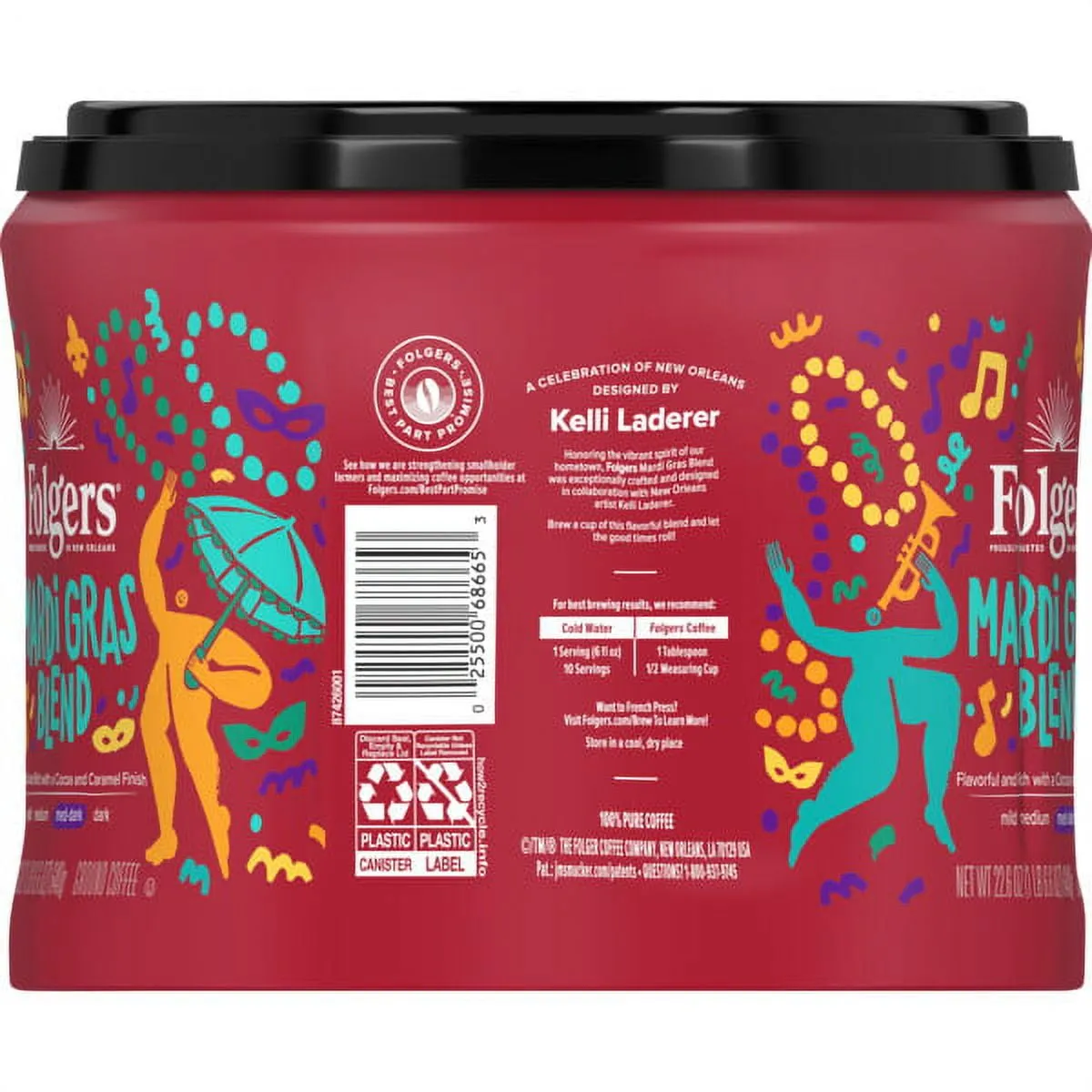 Folgers Mardi Gras Blend Medium-Dark Roast Coffee, 22.6 oz. Canister