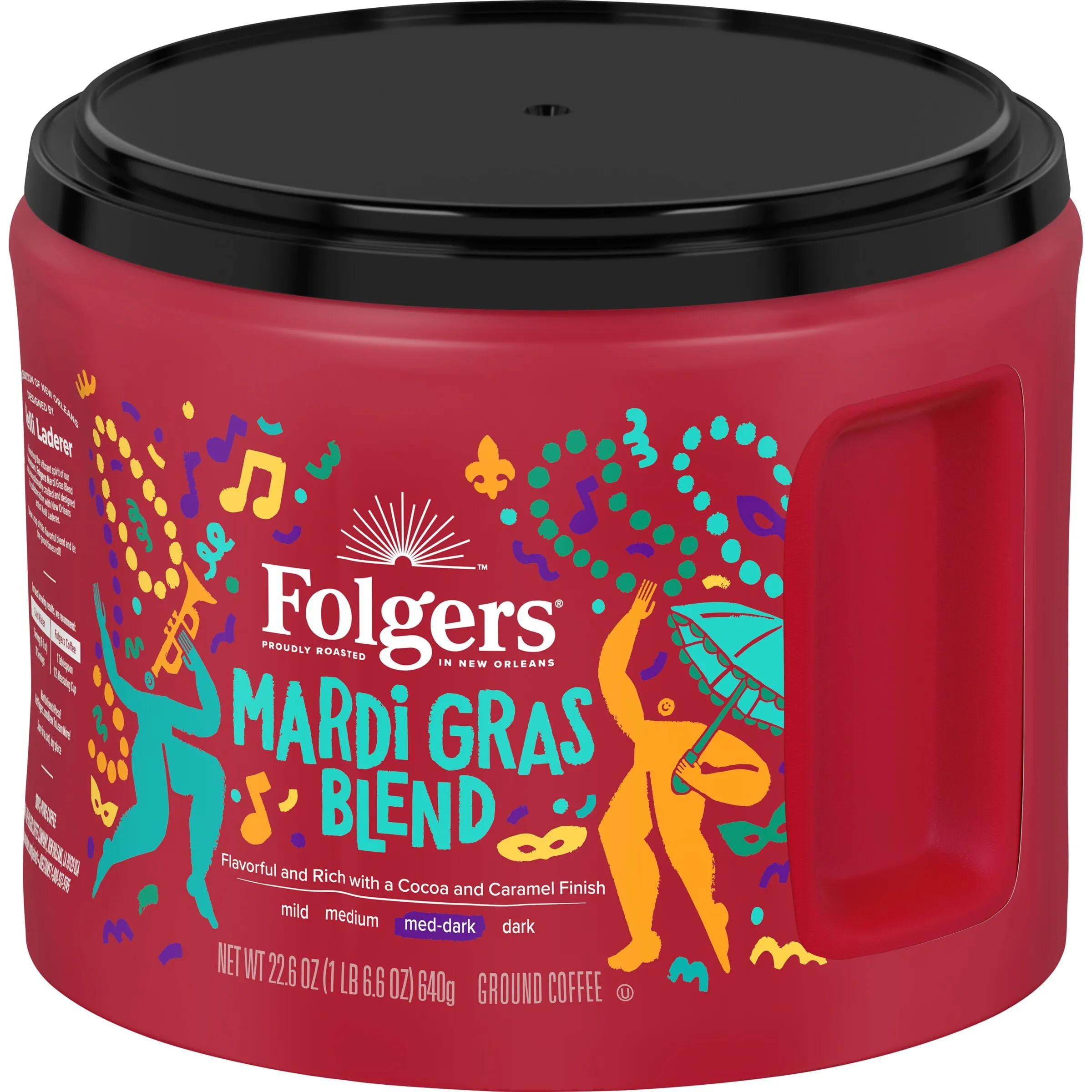 Folgers Mardi Gras Blend Medium-Dark Roast Coffee, 22.6 oz. Canister