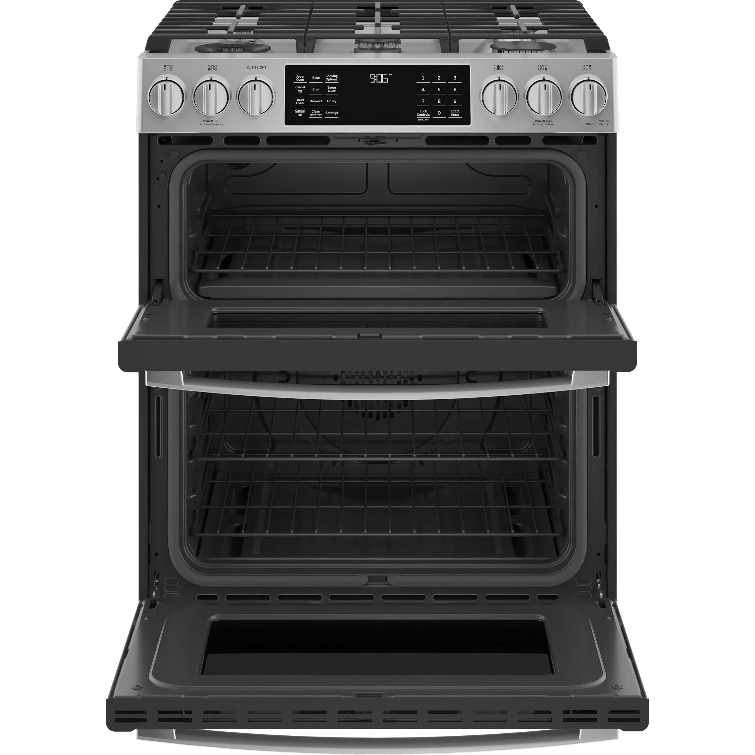 GE Profile 30-inch Slide-In Double Oven Gas Range with WiFi PCGS960YPFS