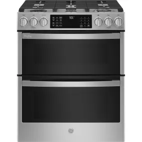 GE Profile 30-inch Slide-In Double Oven Gas Range with WiFi PCGS960YPFS