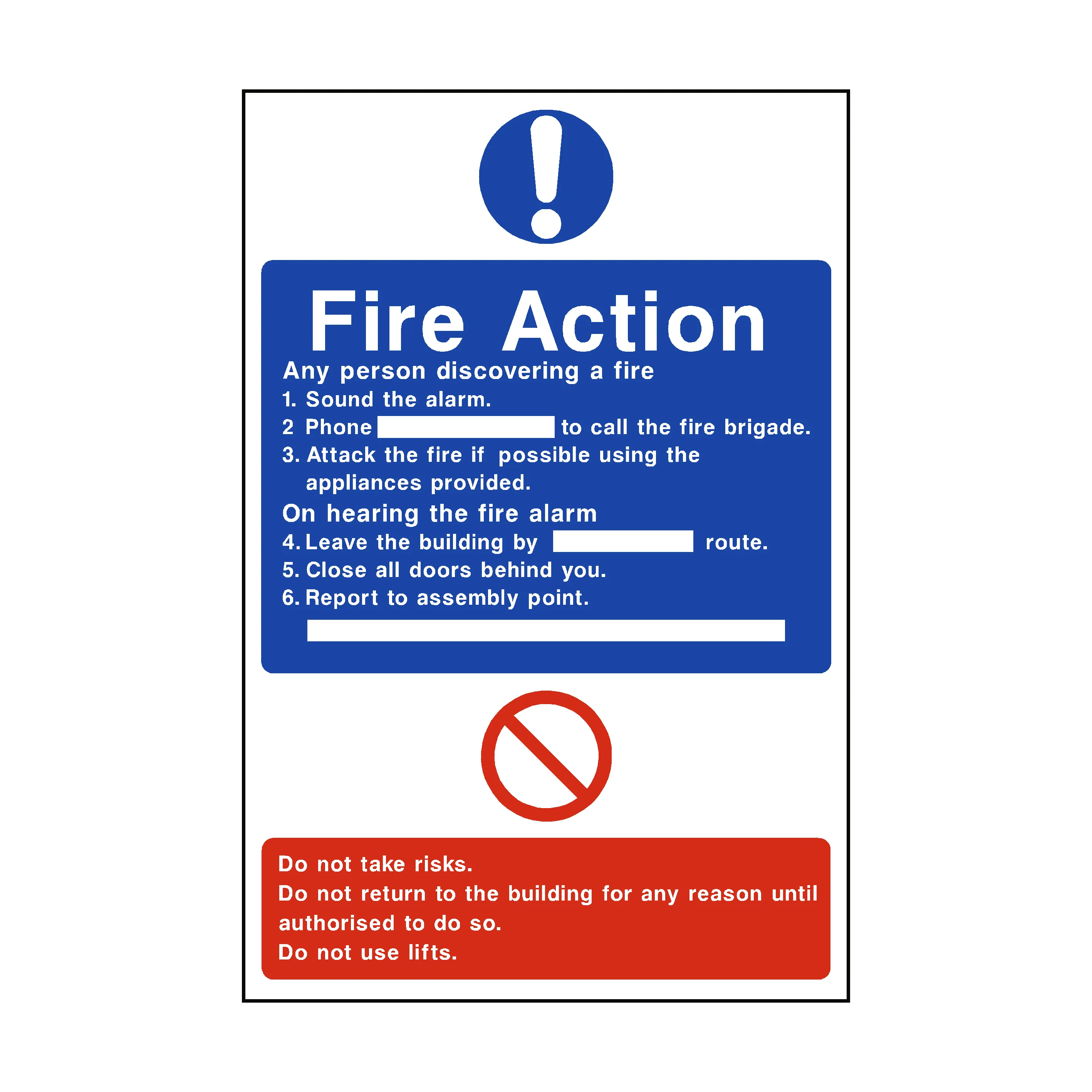 General Fire Action Sign