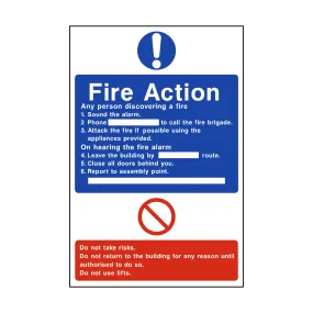 General Fire Action Sign