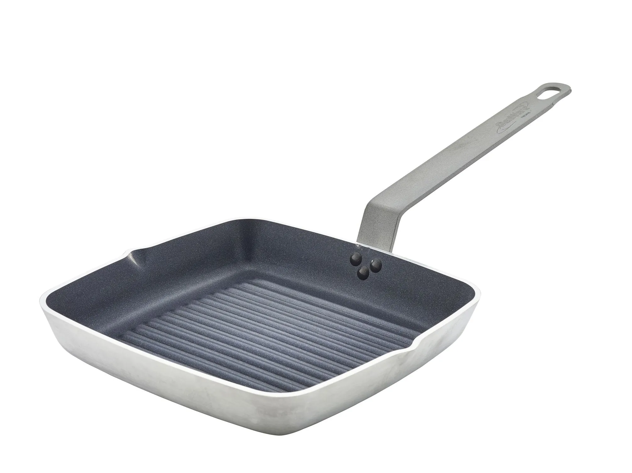 Genware RB24NS Square Ribbed Skillet 24cm Teflon Plus