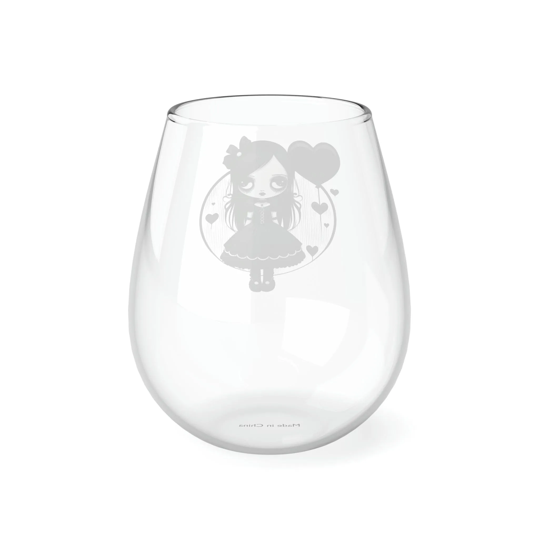 Goth Girl Stemless Wine Glass, 11.75oz