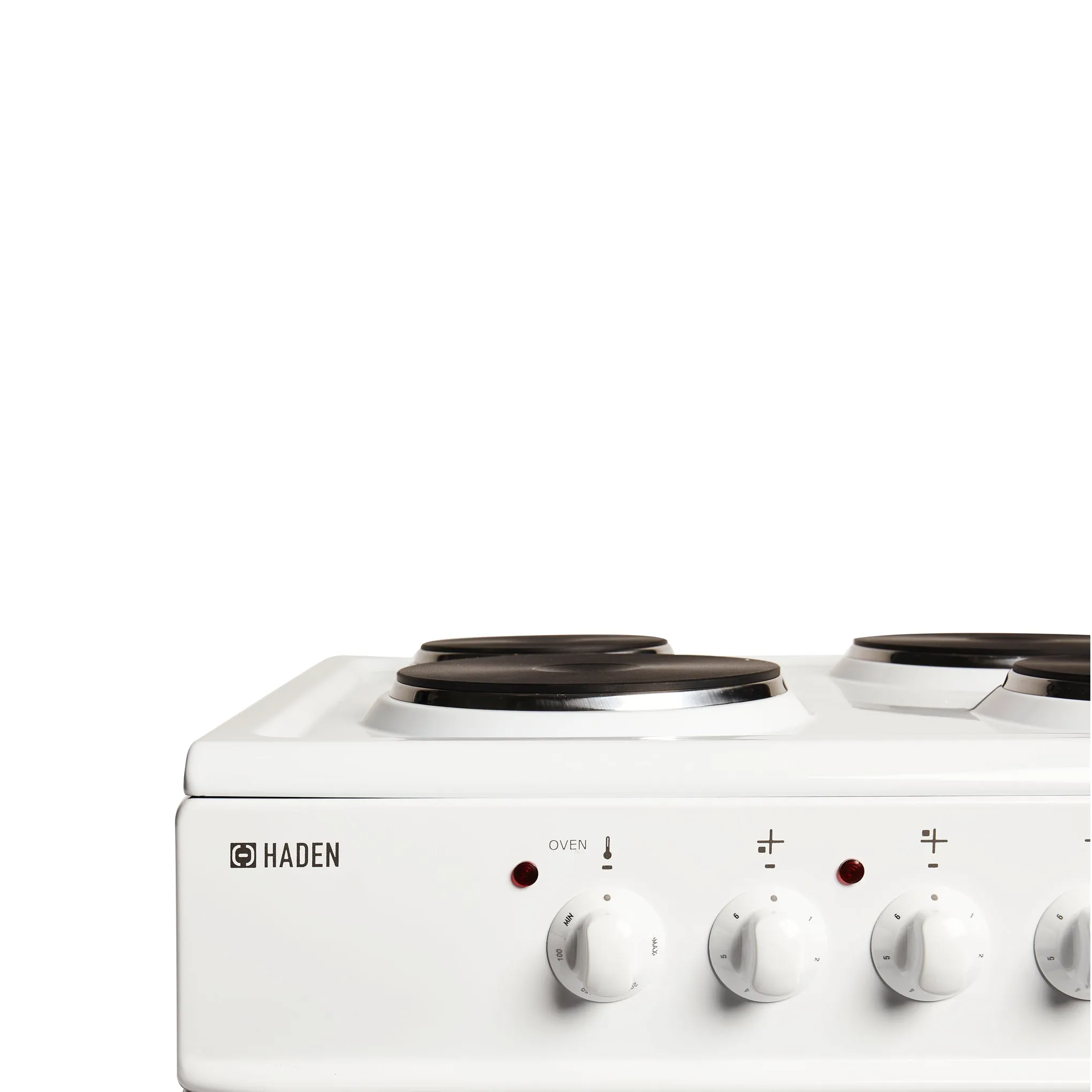 Haden White HEST60W 60cm Twin Cavity Electric Cooker With Solid Plate Hob