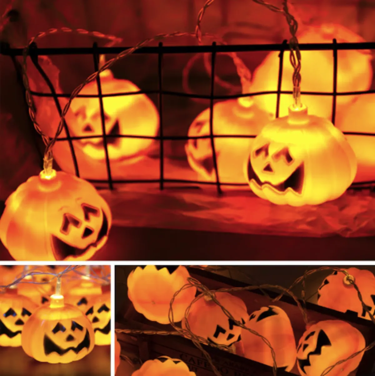 Halloween LED String Lights Pumpkin, Ghost, Eyeball, Cat, Skull, and Spider LED Decorations for Indoor & Outdoor Halloween Decor (Big Pumpkin)