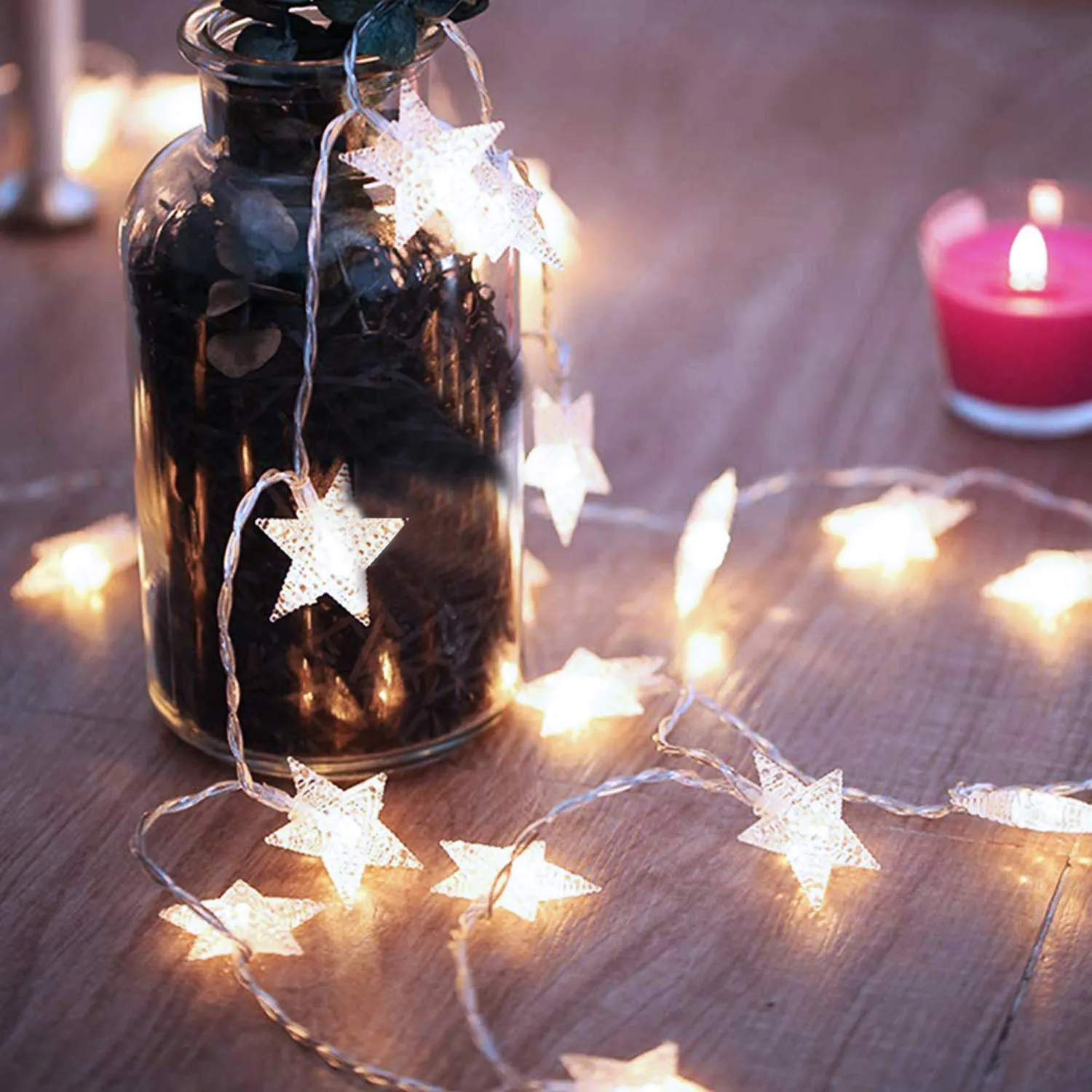 Heart Home Diwali Lights | 20 Stars Fairy Lights for Diwali | Christmas | Home Decoration | Indoor & outdoor | Diwali Lights for Decoration | Chota Star | Warm White