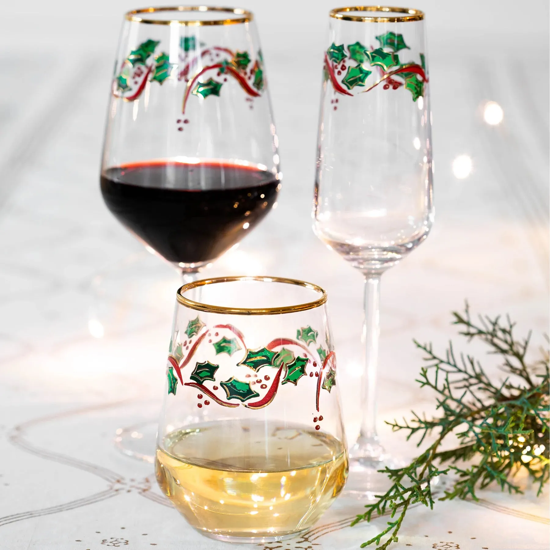 Holly Wine Glasses