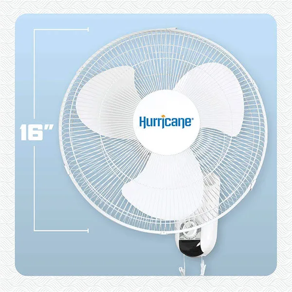 Hurricane® Classic 16"Oscillating Wall Mount Fan (White)