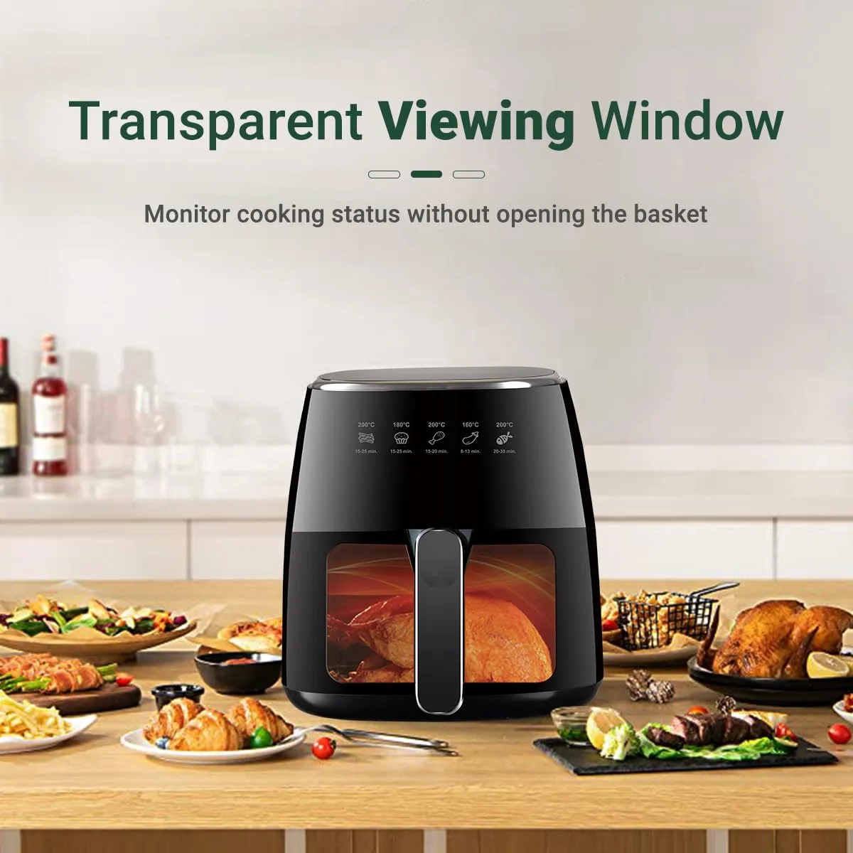 INALSA Tasty fry DW5.5 Air Fryer for Home|5.5 L Capacity|Visible Window & Internal Light|1600 W with Smart AirCrisp Technology|6-In-1 Appliance With 8 Preset Menu & Digital Display