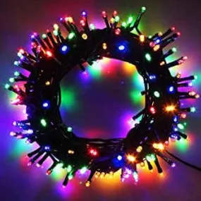 Indoor/Outdoor Static LED Waterproof Fairy Lights with Green Cable (100) - Multicoloured