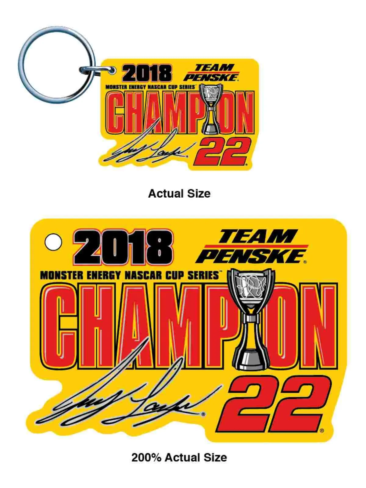 Joey Logano #22 2018 NASCAR Cup Champion WinCraft Keychain