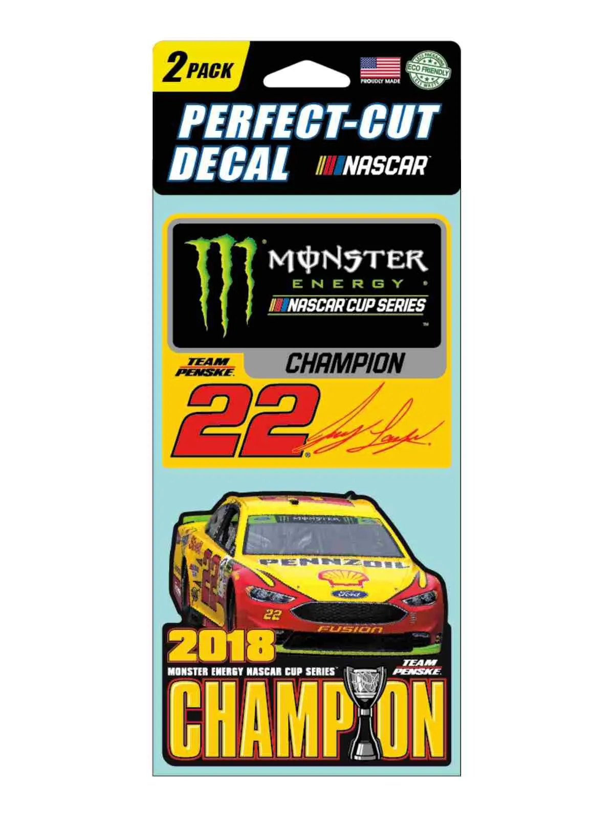 Joey Logano #22 2018 NASCAR Monster Energy Cup Champion Perfect Cut Decal Set