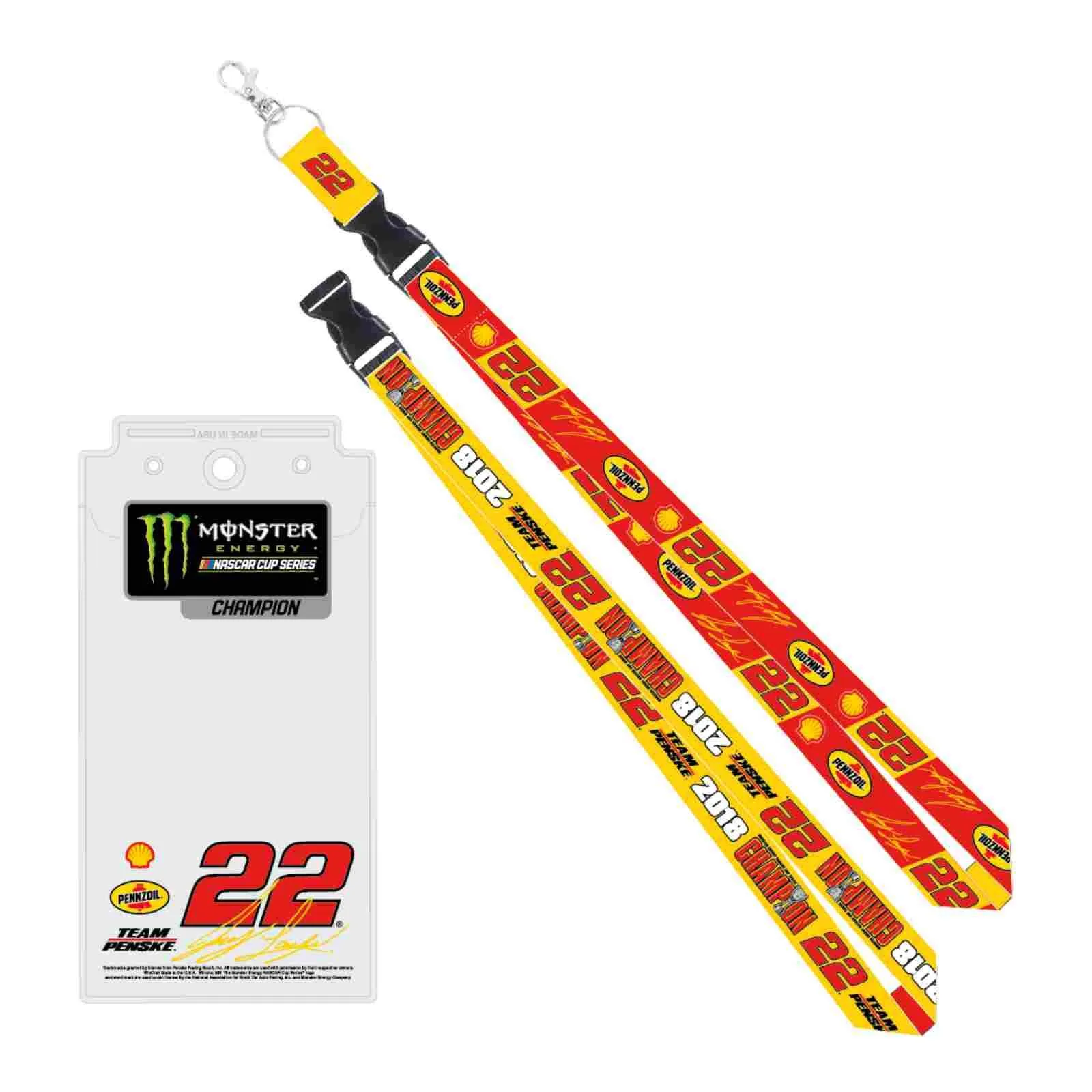 Joey Logano #22 2018 NASCAR Monster Energy Cup Champion Ticket Holder & Lanyard