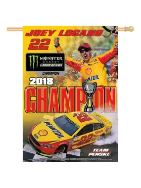 Joey Logano #22 2018 NASCAR Monster Energy Cup Champion WinCraft Vertical Flag