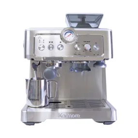 Kenmore Espresso Machine With Grinder And Milk Frother, 15 Bar Semi Automatic Espresso Coffee Maker, All In One Cappuccino And Latte Machine For The Home Barista, Brushed Stainless Steel