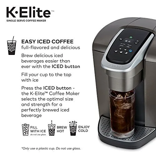 Keurig K-Elite Single-Serve K-Cup Pod Coffee Maker, Brushed Slate, 12 oz. Brew Size