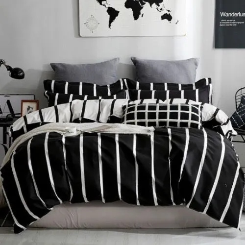 King size 6 pieces without Filler, Black & White Stripes design.