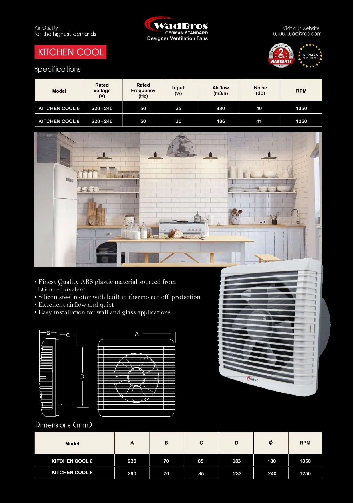 Kitchen Cool Ventilation/Exhaust Fan By Wadbros