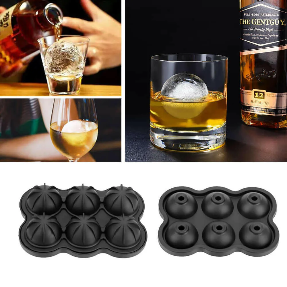 Large Ice Cube Maker Silicone Mold 6 Cell Ice Ball