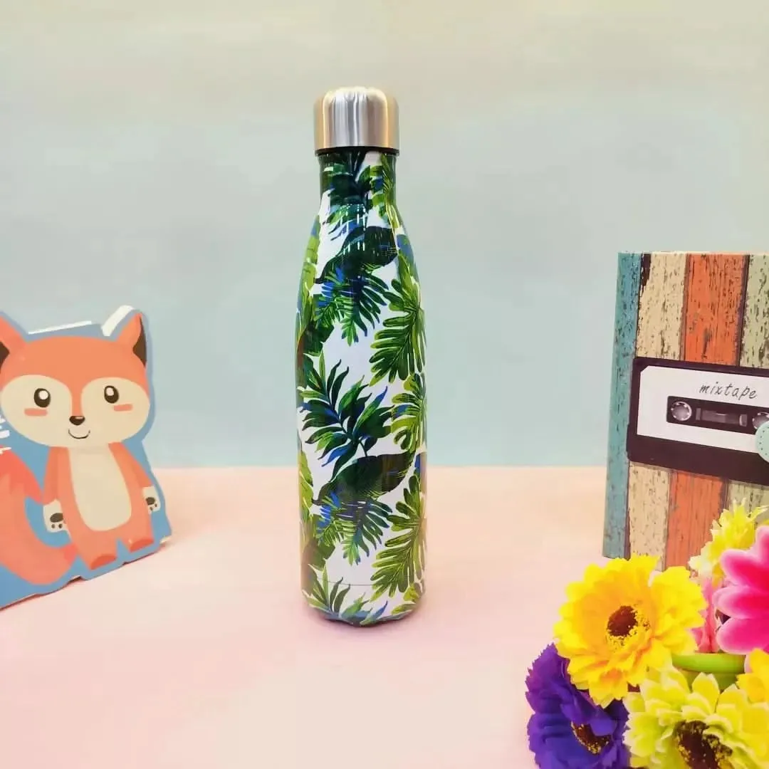 Leaf Print Steel Water Bottle (MultiColours,500mL)