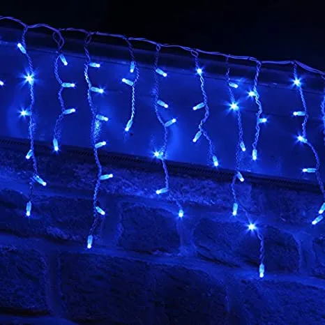 LED Indoor & Outdoor Snowing Icicle Chaser Lights with White Cable (2000 Lights) - Blue Lights