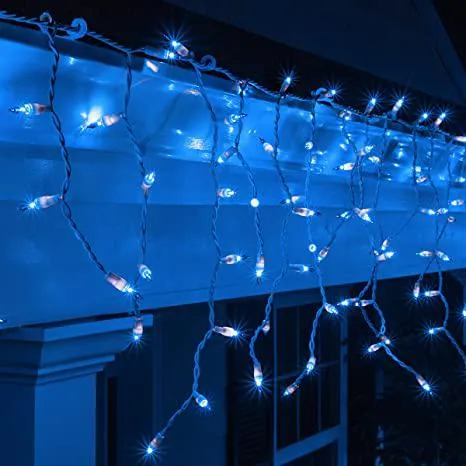 LED Indoor & Outdoor Snowing Icicle Chaser Lights with White Cable (2000 Lights) - Blue Lights