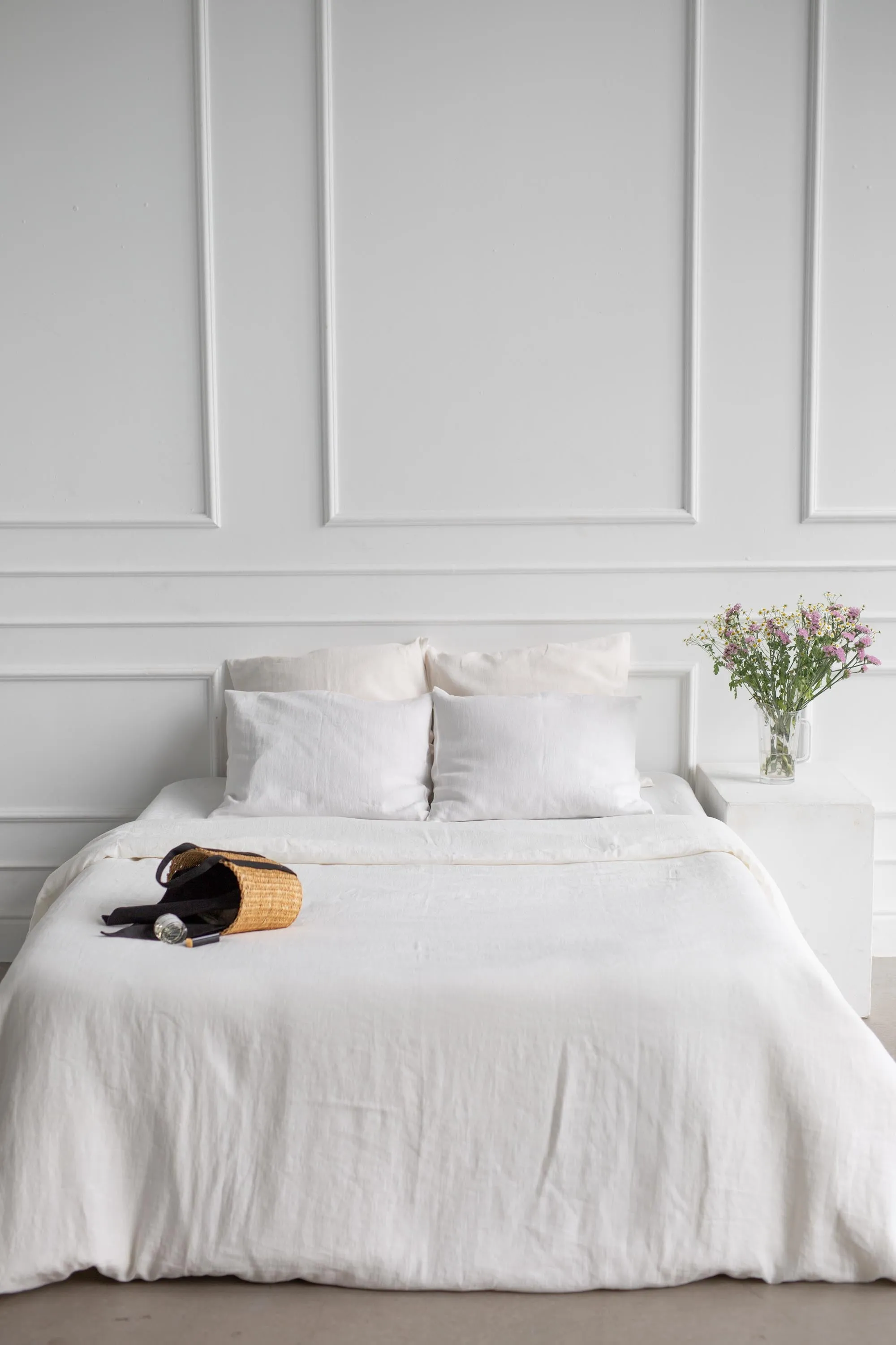 Linen Bedding Set White